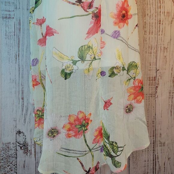 Sleeveless High-Low Suzy Shire Floral Light Green Summer Dress - Picture 5 of 15